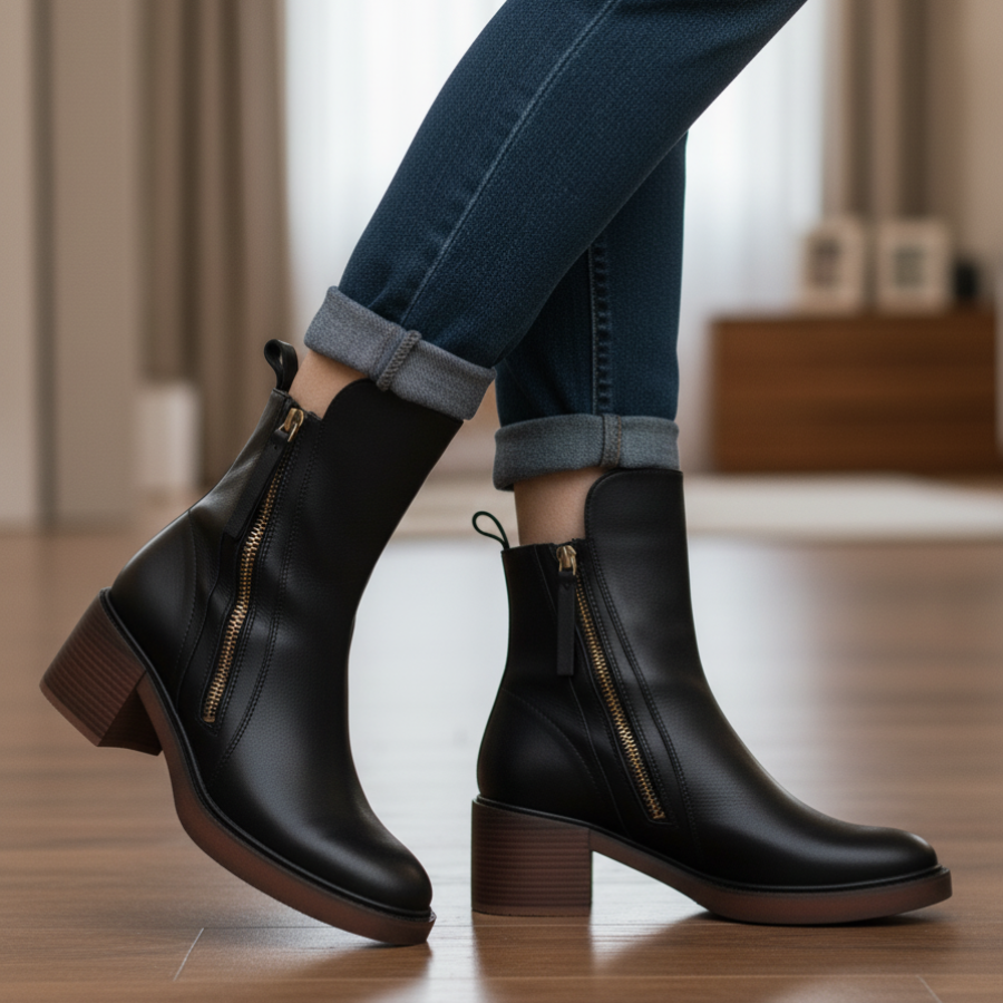 Valorine™ | Botte en cuir noir