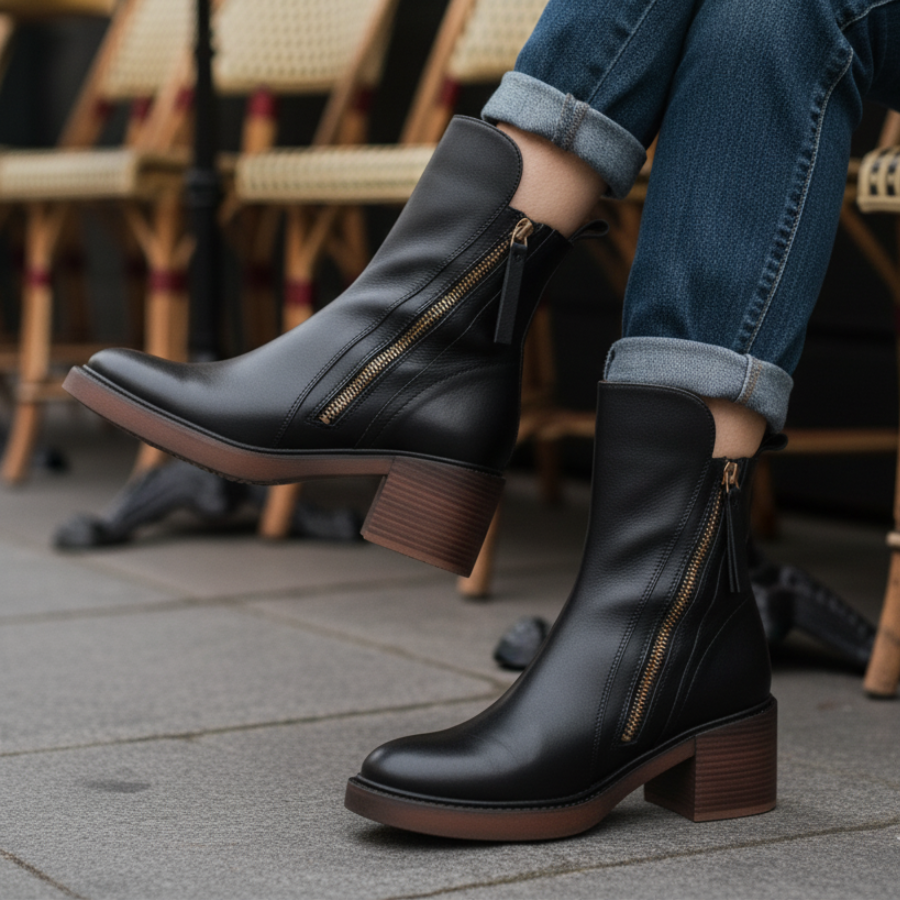 Valorine™ | Botte en cuir noir